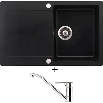 Granitový dřez SET Teka CLIVO 45 B-TQ 1B 1D černá metalická + Teka ML CR chrom