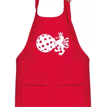 Kuchyňská zástěra Český lev florbal - Dětská zástěra na vaření - Univerzální velikost ( Červená )