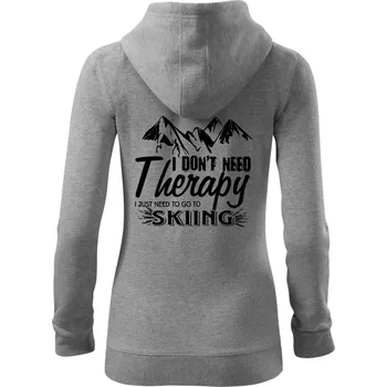 Dámská mikina I dont need therapy - Skiing - Dámská mikina trendy zipper s kapucí - 2XL ( Tmavě šedý melír )