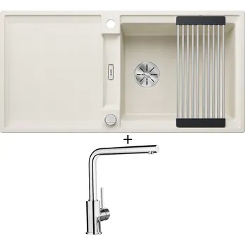 Granitový dřez Granitový dřez SET Blanco ADIRA XL 6 S bílá soft s excentrem 527622 + Blanco MILA chrom 519414