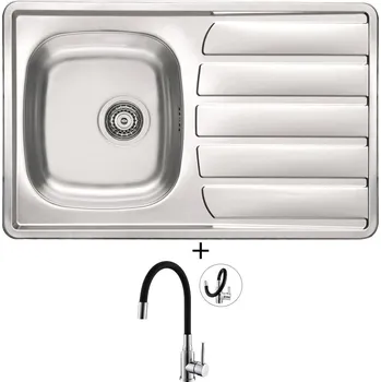 Granitový dřez Nerezový dřez SET Alveus ZOOM 20 tkaná struktura + Alveus MINTAS chrom/černá