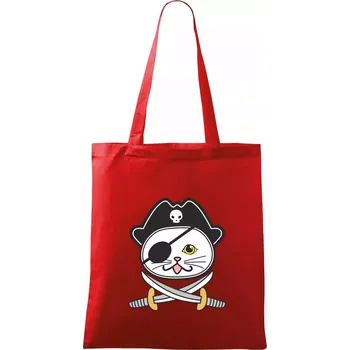 Nákupní taška Kočičí pirát - Taška bavlněná - 42 x 38 cm ( Červená )