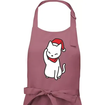 Kuchyňská zástěra Vánoční kočka mávající - Pánská zástěra na vaření - Univerzální velikost ( Starorůžová )