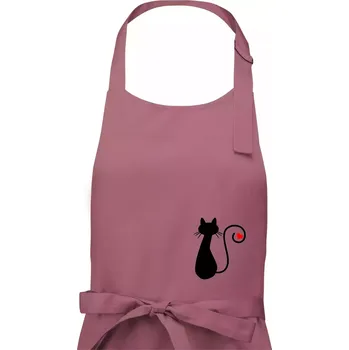 Kuchyňská zástěra Zamilovaná kočka ocásek - Dámská zástěra na vaření - Univerzální velikost ( Starorůžová )
