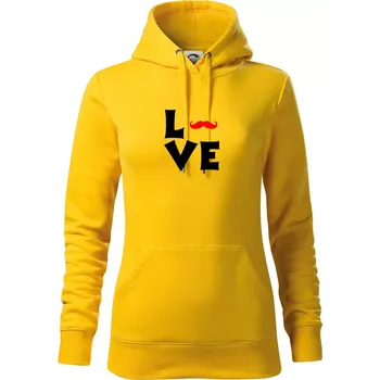 Dámská mikina Love mustache - Mikina dámská Cape s kapucí - S ( Žlutá )