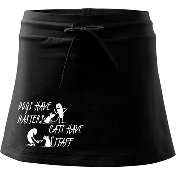 Dámská sukně Dogs have masters, cats have staff - Sportovní sukně - two in one - S ( Černá )