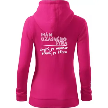 Dámská mikina Mám úžasného syna - Dámská mikina trendy zipper s kapucí - M ( Purpurová )