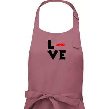 Kuchyňská zástěra Love mustache - Pánská zástěra na vaření - Univerzální velikost ( Starorůžová )