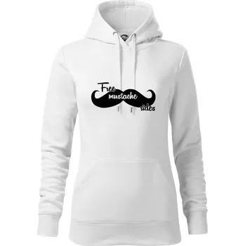 Dámská mikina Free Mustache rides - Mikina dámská Cape s kapucí - M ( Bílá )