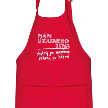 Kuchyňská zástěra Mám úžasného syna - Dětská zástěra na vaření - Univerzální velikost ( Červená )