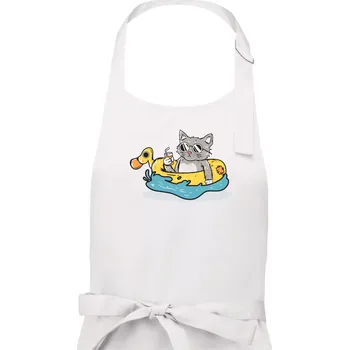 Kuchyňská zástěra Kočka v kruhu - Pánská zástěra na vaření - Univerzální velikost ( Bílá )