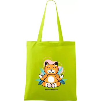 Kočka - mistr v meditaci (Pecka design) - Taška bavlněná - 42 x 38 cm ( Limetková )