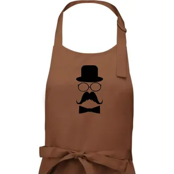 Kuchyňská zástěra Mustache pán - Pánská zástěra na vaření - Univerzální velikost ( Kakaová )
