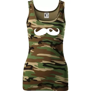 Dámské tričko Mustache love - Dámské Maskáčové tílko - S ( Hnědý maskáč )