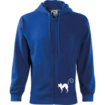 Pánská mikina Zamilovaná kočka prohnutá - Mikina s kapucí na zip trendy zipper - XL ( Královská modrá )
