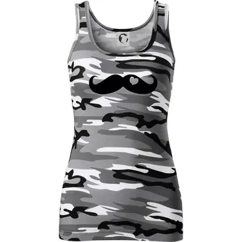 Dámské tričko Mustache love - Dámské Maskáčové tílko - XS ( Šedý maskáč )