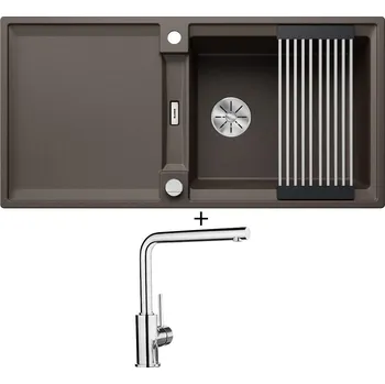 Granitový dřez SET Blanco ADIRA XL 6 S kávová s excentrem 527624 + Blanco MILA chrom 519414