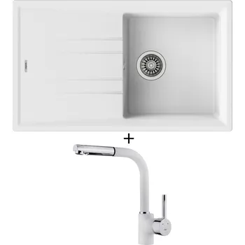 Granitový dřez SET Teka STONE 50 B-TG 1B 1D bílá + Teka ARK 938 TG bílá