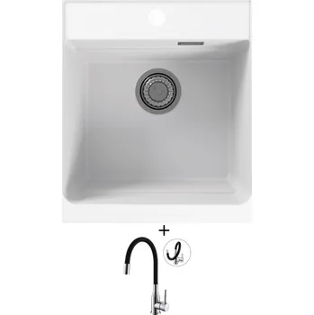 Granitový dřez Granitový dřez SET Alveus ATROX 20 white 11 + Alveus MINTAS chrom/černá