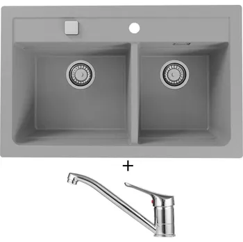 Granitový dřez Granitový dřez SET Alveus ATROX 50 beton 81 + Alveus RIVIERA X chrom