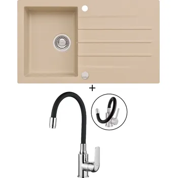 Granitový dřez Granitový dřez SET Alveus CORTINA 130 beige 55 + Kuchinox ELZA BKE 761 chrom/černá
