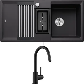Granitový dřez SET Blanco ADIRA 6 S černá s excentrem 527601 + Blanco MIDA-S černá matná 526653