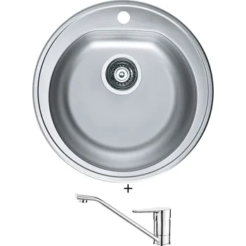 Kuchyňský dřez Nerezový dřez SET Alveus FORM 30/185 tkaná struktura + Deante CORIO BFC 060M chrom