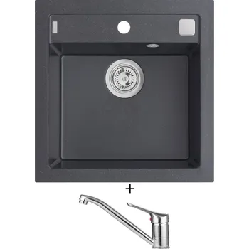 Granitový dřez Granitový dřez SET Alveus FORMIC 20 black 91 + Alveus RIVIERA X chrom