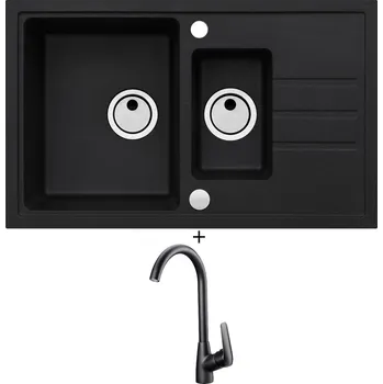 Granitový dřez Granitový dřez SET Alveus INTERMEZZO 70 černá matná + Deante NEO BORO BMO N62M černá matná
