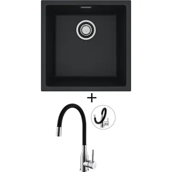 Granitový dřez Dřez pod desku SET Alveus OMNI 20 black 91 + Alveus MINTAS chrom/černá