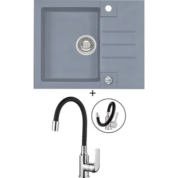 Granitový dřez Granitový dřez SET Alveus ROCK 30 steel 04 + Kuchinox ELZA BKE 761 chrom/černá