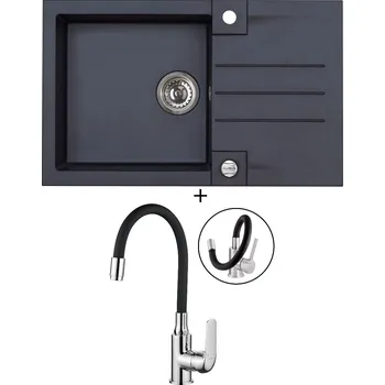 Granitový dřez Granitový dřez SET Alveus ROCK 130 black 91 + Kuchinox ELZA BKE 761 chrom/černá