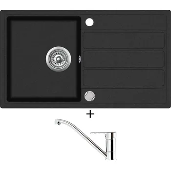 Granitový dřez SET Teka COMFOR 45 B-TQ 1B 1D černá metalická + Teka ML CR chrom