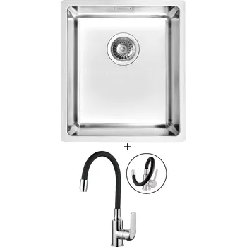 Granitový dřez Dřez pod desku SET Alveus KOMBINO 20 U nerez + Kuchinox ELZA BKE 761 chrom/černá
