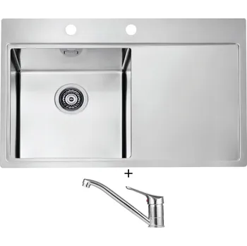 Nerezový dřez Nerezový dřez SET Alveus PURE 40 nerez odkap vpravo + Alveus RIVIERA X chrom