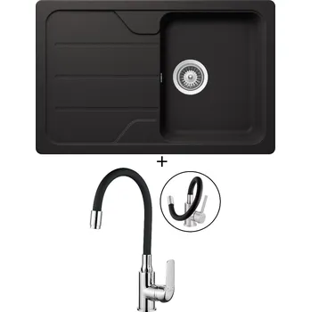 Granitový dřez SET Teka SIMPLA 45 S-TG 1B 1D nero + Kuchinox ELZA BKE 761 chrom/černá
