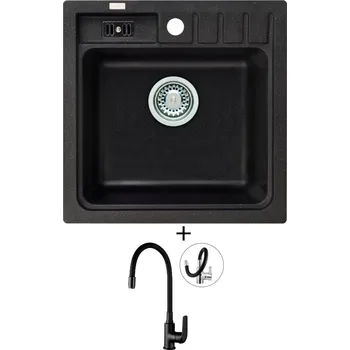 Granitový dřez Granitový dřez SET Alveus NIAGARA 20 black 91 + Kuchinox ELZA BKE B61D černá matná