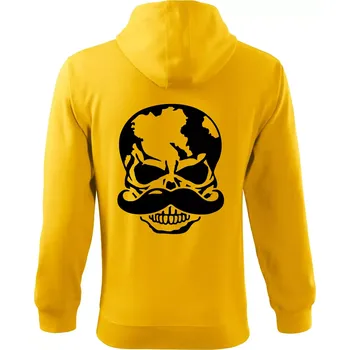 Pánská mikina Mustache lebka - Mikina s kapucí na zip trendy zipper - 3XL ( Žlutá )