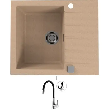 Granitový dřez Granitový dřez SET Alveus CADIT 10 beige 55 + Alveus MINTAS chrom/černá