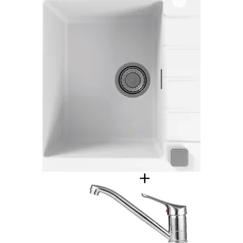 Granitový dřez Granitový dřez SET Alveus CADIT 10 white 11 + Alveus RIVIERA X chrom