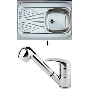 Nerezový dřez SET Alveus CLASSIC 30 X nerez s dřevěným rámem odkapávací plocha vlevo + Alveus OAZA chrom