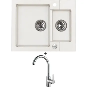 Granitový dřez Granitový dřez SET Alveus ROCK 80 white 11 + Alveus TONIA chrom