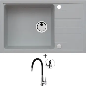 Granitový dřez Granitový dřez SET Alveus INTERMEZZO 130 beton 81 + Alveus MINTAS chrom/černá
