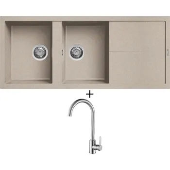 Granitový dřez Granitový dřez SET Elleci UNICO 500 G51 avena + Laveo BONA BAB 268D nerez