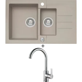 Granitový dřez Granitový dřez SET Alveus ROCK 70 pebble 02 + Alveus TONIA chrom