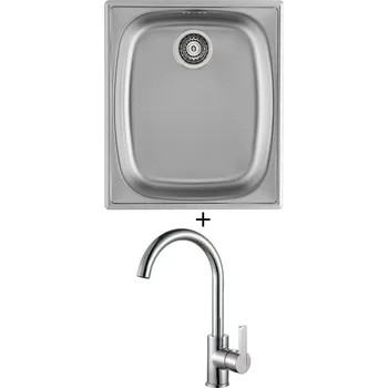 Nerezový dřez Nerezový dřez SET Alveus BASIC 10 fi 90 tkaná struktura + Alveus TONIA chrom