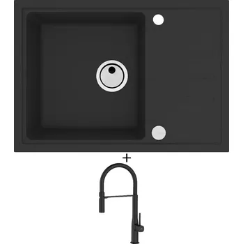 Granitový dřez Granitový dřez SET Alveus INTERMEZZO 40 černá matná + Laveo POLLA FLEXI černá matná
