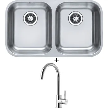 Granitový dřez Dřez pod desku SET Alveus DUO 30 nerez + Alveus ROXA chrom