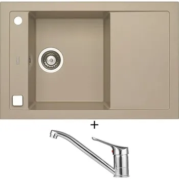Granitový dřez Granitový dřez SET Alveus FORMIC 30 pebble 02 + Alveus RIVIERA X chrom