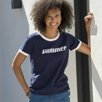 Dvoubarevné tričko s krátkými rukávy a potiskem nám.modrá/bílá 50